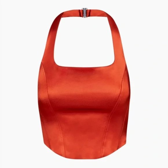 $88 NWT Aritzia Wilfred Dusk Halter Top in 'Revel Red' S/M. SOLD OUT - Picture 2 of 8